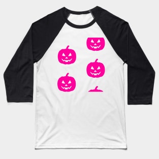 Rotund Jack-O-Lantern Tile (Hot Pink) Baseball T-Shirt